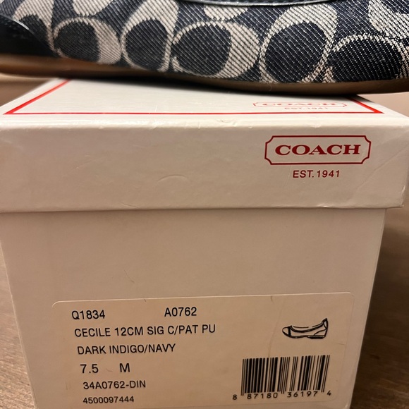 Coach Women's Navy and Gray Patterned Flats - Picture 2 of 5